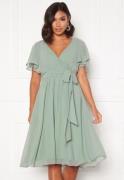 Goddiva Flutter Chiffon Dress Sage Green XL (UK16)