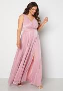 Goddiva Curve Wrap Front Sleeveless Maxi Curve Dress With Split Pink 5...