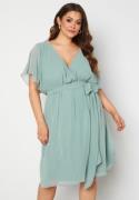 Goddiva Curve Flutter Sleeve Chiffon Midi Dress Sage Green 48 (UK20)