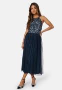 AngelEye High Neck Sequin Midi Dress Navy M (UK12)