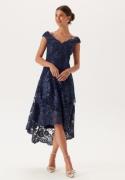 Goddiva Embroidered Lace Dress Navy XS (UK8)