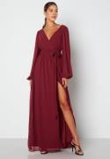 Goddiva Long Sleeve Chiffon Dress Berry XXL (UK18)