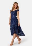 Goddiva Embroidered Lace Dress Navy M (UK10)