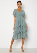 Goddiva Flutter Tiered Midi Dress Air Force Blue S (UK10)