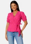 BUBBLEROOM Triniti ss wrap blouse Cerise 34