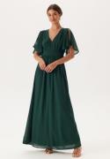 Bubbleroom Occasion Butterfly Sleeve Chiffon Gown Dark green 42