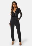 Goddiva Sequin Bodice Jumpsuit Black M (UK12)