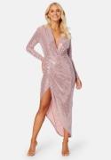 John Zack Sequin Rouch Maxi Dress Rose Pink L (UK14)