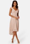 Goddiva Glitter High Low Midi Dress Nude XXS (UK6)