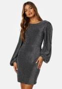 BUBBLEROOM Puff Sleeve Sparkling Dress Silver S