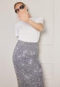 VILA Vibarina HW Midi Sequins Skirt Silver Detail:SILVER XS
