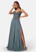 Christian Koehlert Chiffon Rhinestone Evening Dress Green blue 42