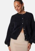 BUBBLEROOM Fluffy Knitted Pearl Cardigan Black S