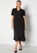 John Zack Curve Short Sleeve Wrap Frill Curve Dress Black 46 (UK18)