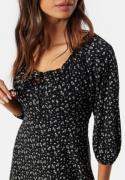 Happy Holly Soft Puff Sleeve Dress Black/Floral 44/46