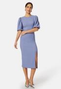 BUBBLEROOM Puff Sleeve Slit Dress Dusty blue XS