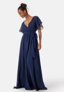 Goddiva Flutter Chiffon Maxi Dress Navy M (UK12)