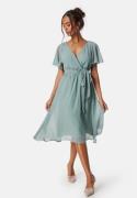 Goddiva Flutter Chiffon Midi Dress Sage Green S (UK10)