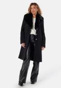 Chiara Forthi Fur Collar Wool Blend Coat Black M