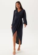 John Zack Balloon Sleeve Wrap Front Maxi Dress Navy XXS (UK6)