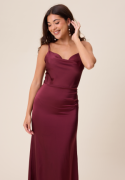 Bubbleroom Occasion Waterfall Satin Gown Wine-red 46