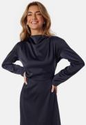 Bubbleroom Occasion Satin High-Collar Midi Dress Navy XL