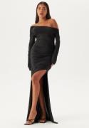 Bubbleroom Occasion Asymmetric Off Shoulder Soft Gown Black M