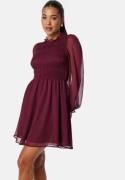 BUBBLEROOM Smock L/S Dress  Wine-red S