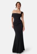 Goddiva One Shoulder Bardot Pleat Maxi Black XL (UK16)