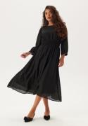 Happy Holly Balloon Sleeve Structured Midi Dress Black 32/34