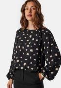 VILA Vilana L/S O-NECK DETAIL TOP O Black Beauty Aop:katy 34