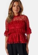 BUBBLEROOM Frill Lace Blouse Red 38