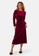 Bubbleroom Occasion Bow Velvet Midi Dress Dark red XL