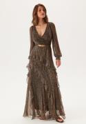 FOREVER NEW Spencer Plisse Ruffle Midi Bronze 40