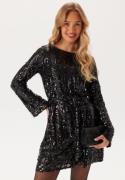 VERO MODA Vmefa Ls Short Dress Black Detail:black Sequins L