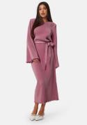 BUBBLEROOM Pleated Tie Midi Dress Pink XL