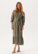 BUBBLEROOM Puff Sleeve Structured Dress  Khaki green XL