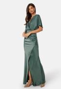 Bubbleroom Occasion Wrap Satin Gown Green 48