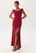 Bubbleroom Occasion Twist Off Shoulder Gown Red L