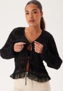 BUBBLEROOM Sheer Tie Blouse Black S