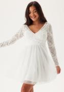 Bubbleroom Occasion 3D Flower L/S Lace Dress White 40