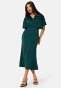 Bubbleroom Occasion Wrap Satin Midi Dress Dark green 36