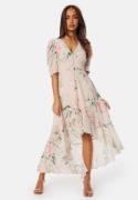 Bubbleroom Occasion High-Low Short Sleeve Dress Dusty pink/Floral 34