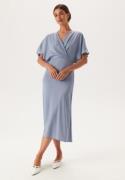 Bubbleroom Occasion Wrap Satin Midi Dress Light blue 34