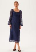 Bubbleroom Occasion Ruched L/S Midi Dress  Navy 46