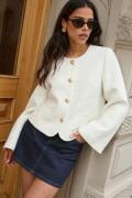 Chiara Forthi Wide Sleeve Bouclé Jacket Offwhite S
