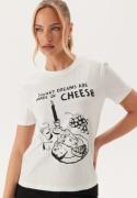 ONLY Onlpenny Life Reg S/S FOOD TOP Bright White Print:cheese XS