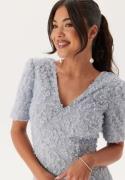 Bubbleroom Occasion Short Sleeve 3D Floral Gown Dusty blue 34