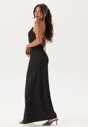 Bubbleroom Occasion Tie Back Satin Gown Black 32