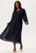 Happy Holly Dobby Dot Smock Midi Dress Dark blue 32/34